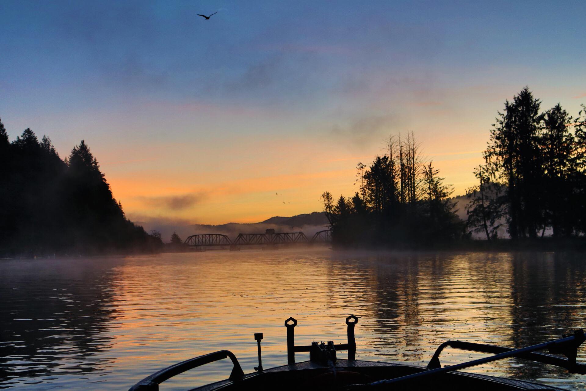 sunset on boat